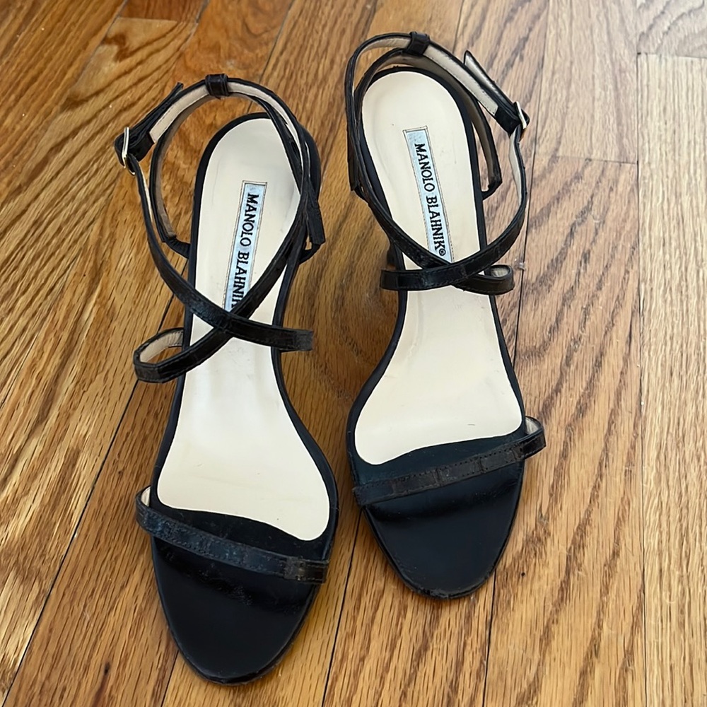 Manolo Blahnik Crocodile Strappy Heel